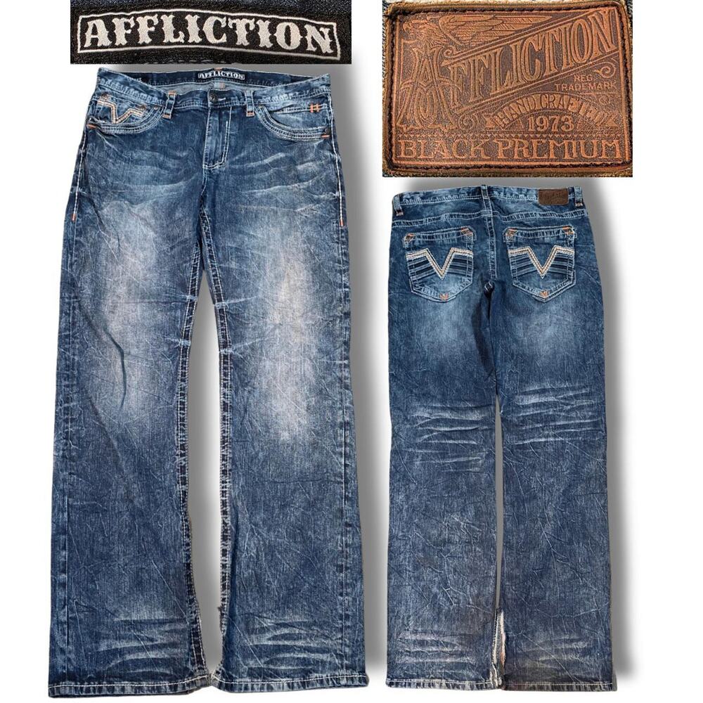 Y2K Boot Cut Affliction Denim Jeans (36x34)